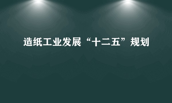造纸工业发展“十二五”规划