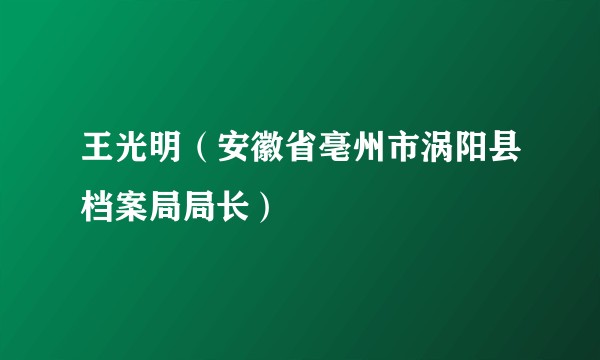 王光明（安徽省亳州市涡阳县档案局局长）