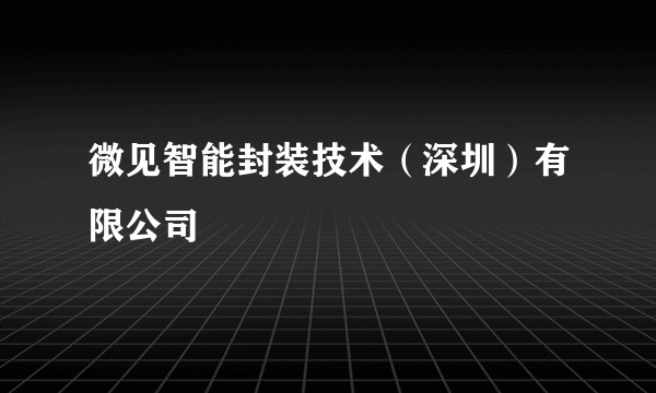 微见智能封装技术(深圳)有限公司