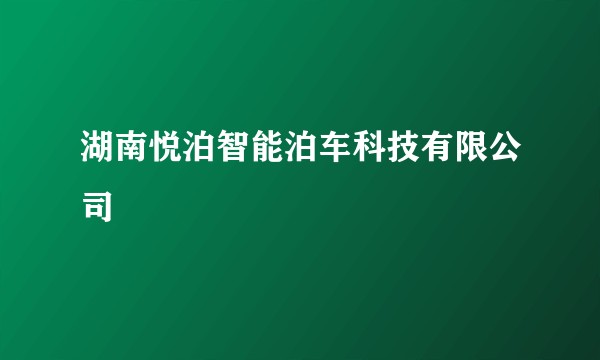 湖南悦泊智能泊车科技有限公司