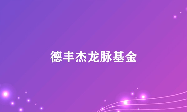 德丰杰龙脉基金