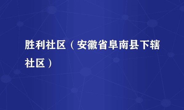 胜利社区（安徽省阜南县下辖社区）