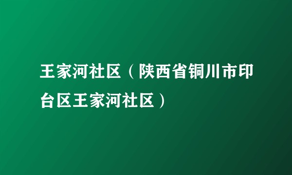 王家河社区（陕西省铜川市印台区王家河社区）