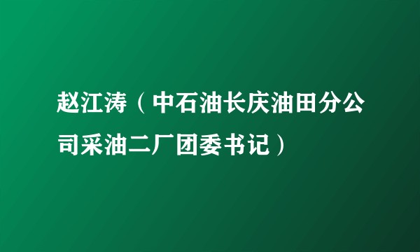 赵江涛（中石油长庆油田分公司采油二厂团委书记）