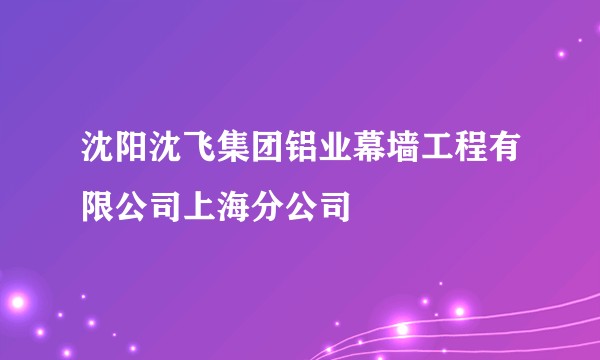 沈阳沈飞集团铝业幕墙工程有限公司上海分公司