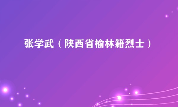 张学武（陕西省榆林籍烈士）