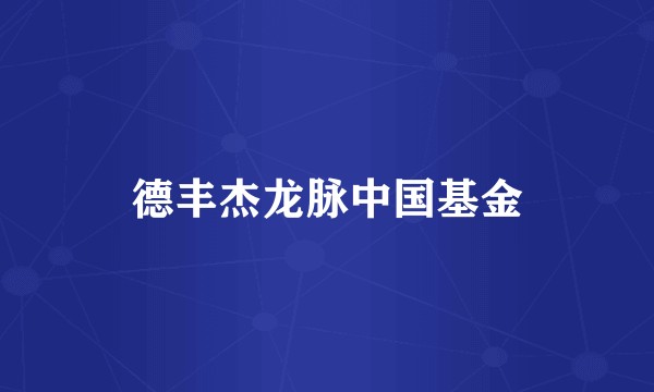德丰杰龙脉中国基金
