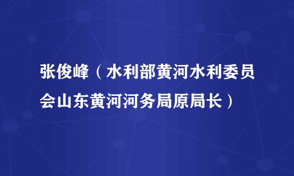 张俊峰（水利部黄河水利委员会山东黄河河务局原局长）