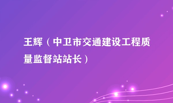 王辉（中卫市交通建设工程质量监督站站长）