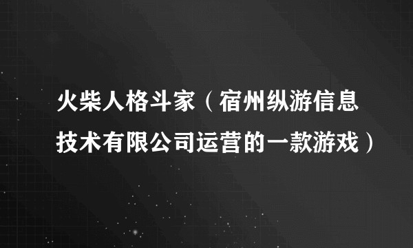 火柴人格斗家（宿州纵游信息技术有限公司运营的一款游戏）