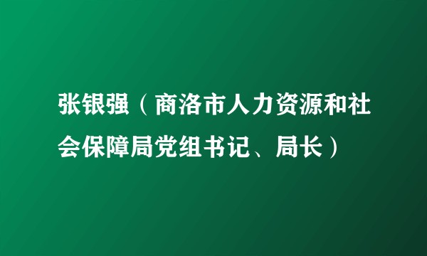 张银强（商洛市人力资源和社会保障局党组书记、局长）