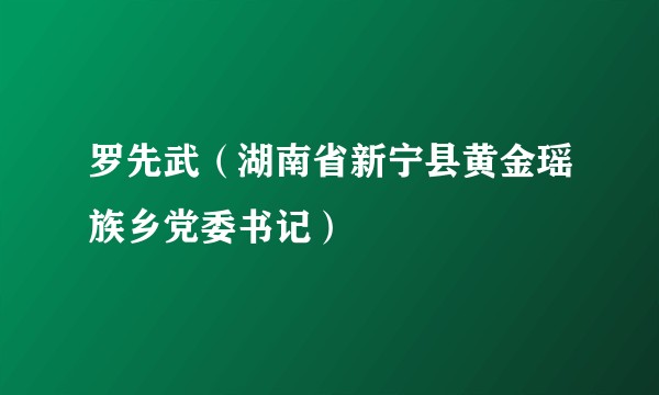 罗先武（湖南省新宁县黄金瑶族乡党委书记）
