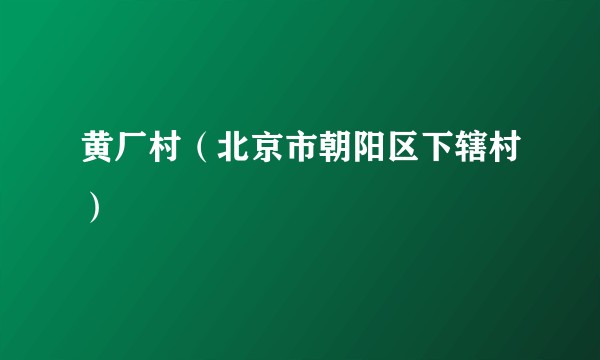 黄厂村（北京市朝阳区下辖村）