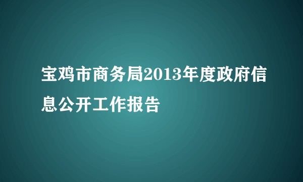 宝鸡市商务局2013年度政府信息公开工作报告