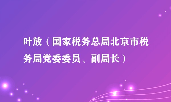 叶放（国家税务总局北京市税务局党委委员、副局长）