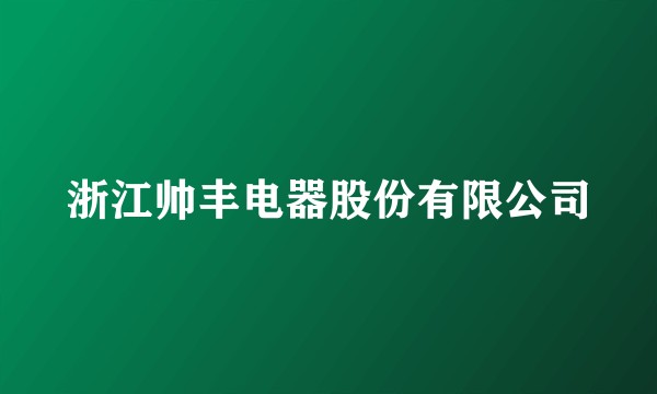 浙江帅丰电器股份有限公司