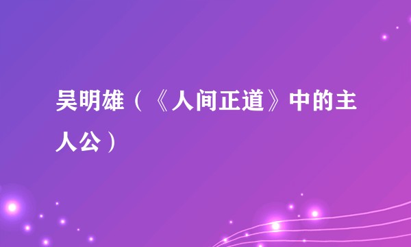 吴明雄（《人间正道》中的主人公）