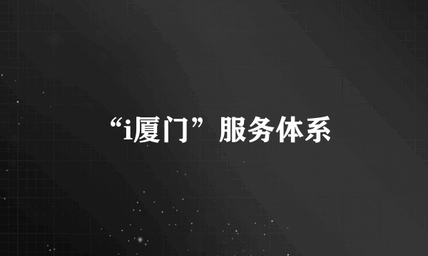 “i厦门”服务体系