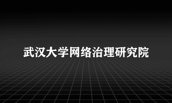 武汉大学网络治理研究院