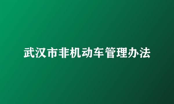 武汉市非机动车管理办法