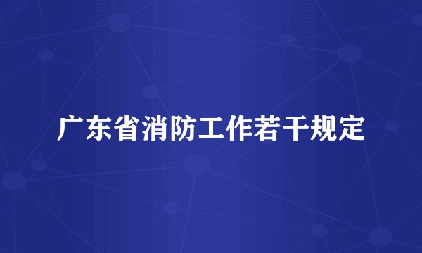 广东省消防工作若干规定