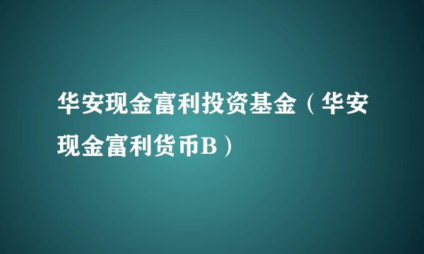 华安现金富利投资基金（华安现金富利货币B）