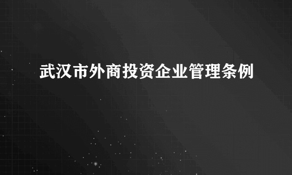 武汉市外商投资企业管理条例