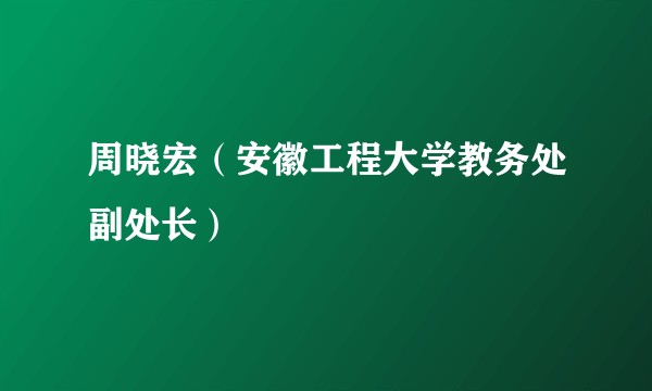 周晓宏（安徽工程大学教务处副处长）