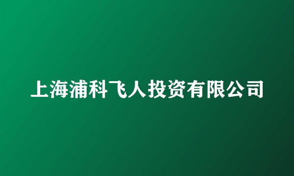 上海浦科飞人投资有限公司