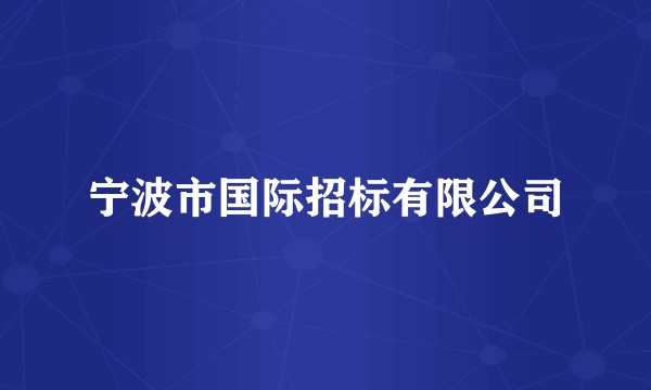 宁波市国际招标有限公司
