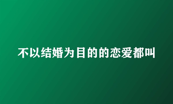 不以结婚为目的的恋爱都叫