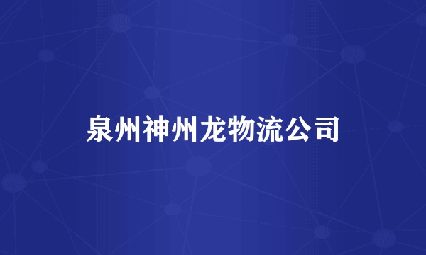 泉州神州龙物流公司
