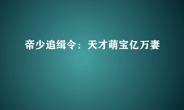 帝少追缉令：天才萌宝亿万妻