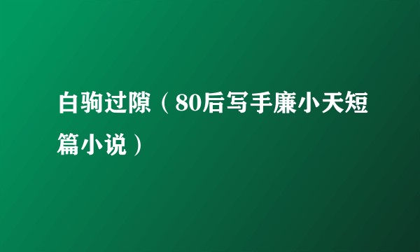 白驹过隙（80后写手廉小天短篇小说）