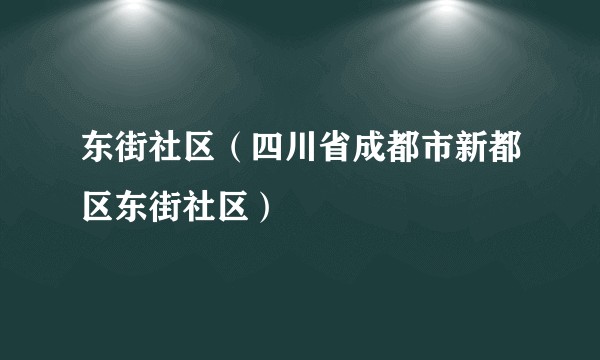 东街社区（四川省成都市新都区东街社区）
