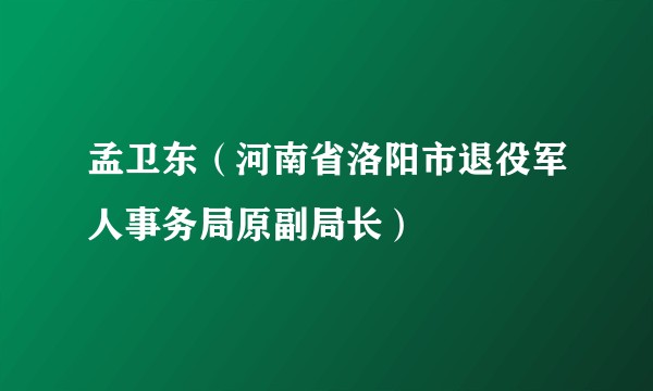 孟卫东（河南省洛阳市退役军人事务局原副局长）