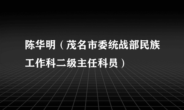 陈华明（茂名市委统战部民族工作科二级主任科员）