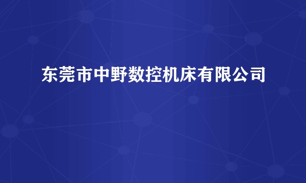 东莞市中野数控机床有限公司
