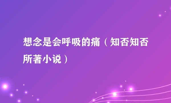 想念是会呼吸的痛（知否知否所著小说）
