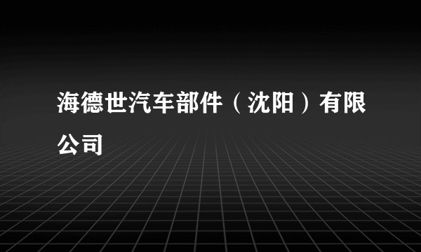 海德世汽车部件（沈阳）有限公司