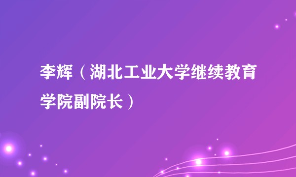 李辉（湖北工业大学继续教育学院副院长）