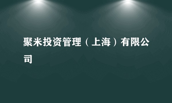 聚米投资管理（上海）有限公司