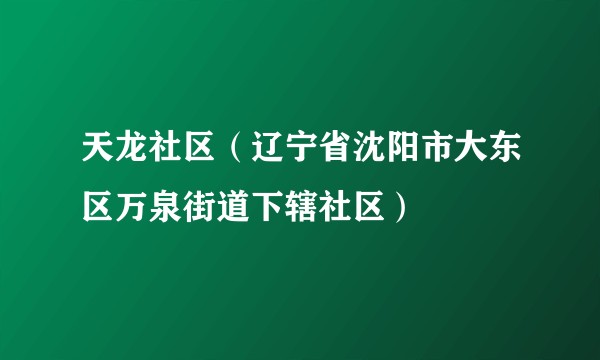 天龙社区（辽宁省沈阳市大东区万泉街道下辖社区）