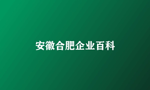 安徽合肥企业百科
