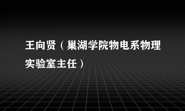 王向贤（巢湖学院物电系物理实验室主任）