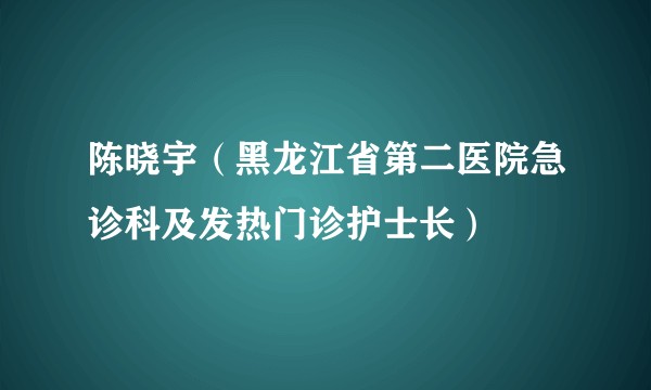 陈晓宇（黑龙江省第二医院急诊科及发热门诊护士长）