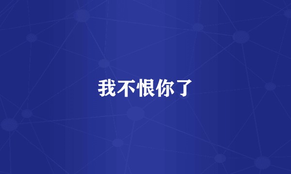 我不恨你了