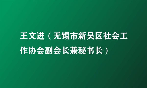 王文进（无锡市新吴区社会工作协会副会长兼秘书长）