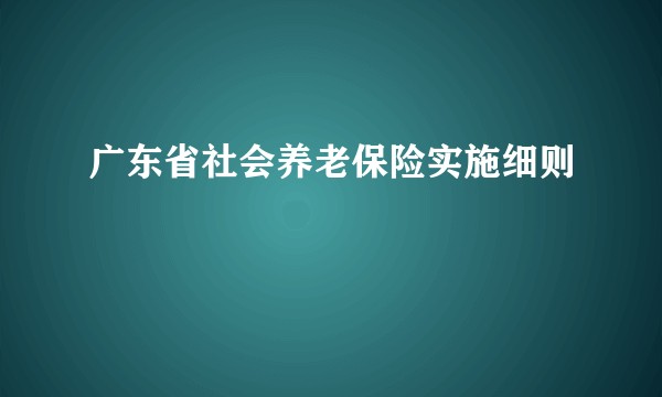 广东省社会养老保险实施细则