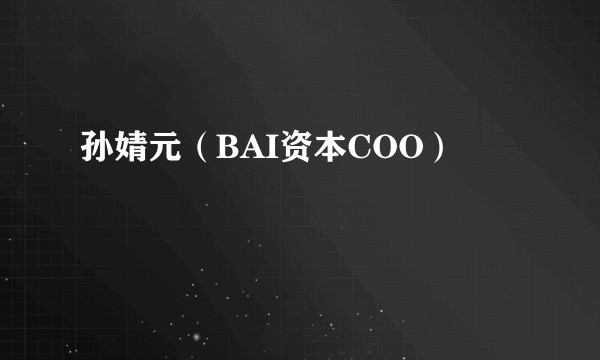 孙婧元（BAI资本COO）